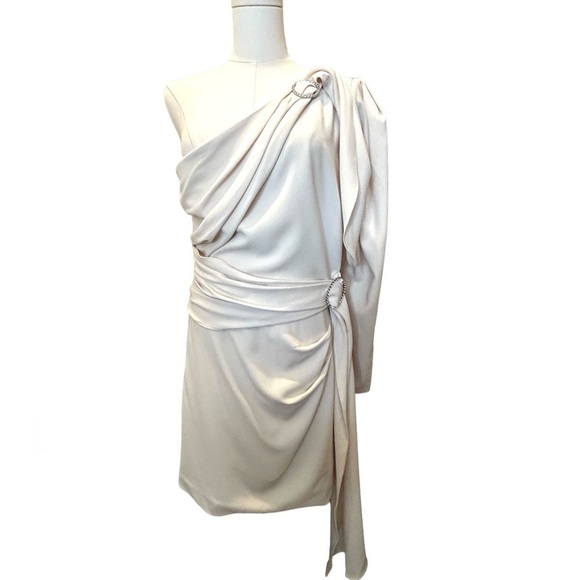 RONNY KOBO  Rema One Shoulder  Dress in Cream Sz L - Picture 3 of 6